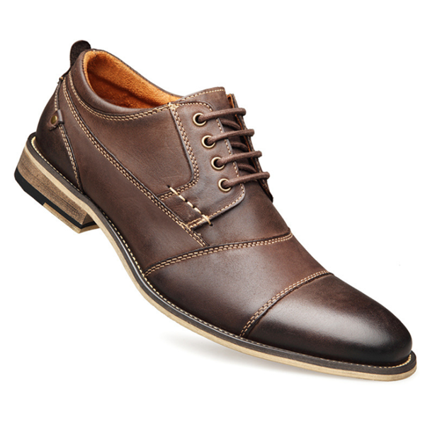 Men's Round Toe Business Formal Wear Casual Leather Shoes