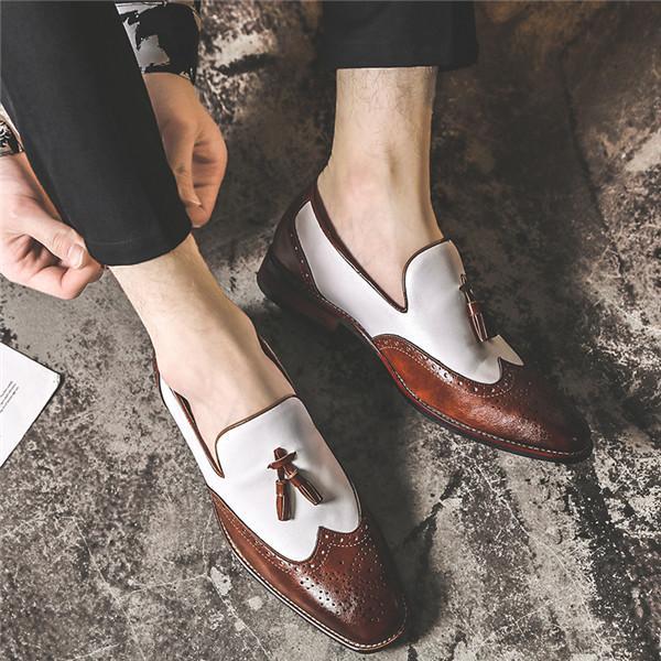 Fashion Men Leather Pointed Buckle Formal Shoes