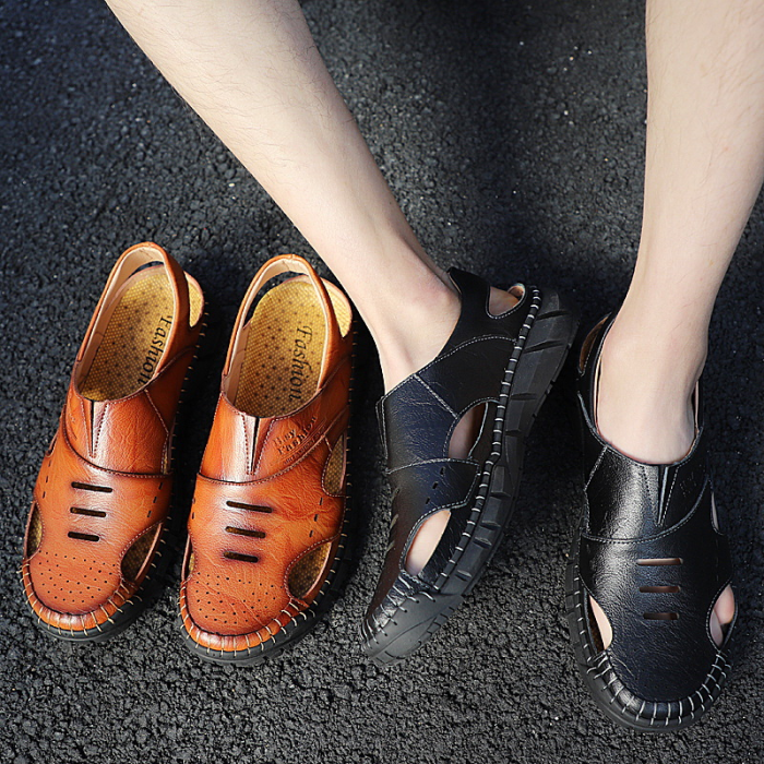 Men's Leather Slip on Sandals