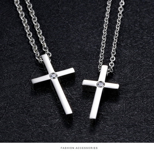Cross Diamond Couple Necklace