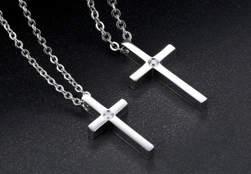 Cross Diamond Couple Necklace