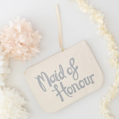 Bridesmaid Clutch - Wedding Makeup Pouch - Wedding Favour Pouch - Bridesmaid Makeup Bag - Maid of Honour Canvas Pouch - Alphabet Bags