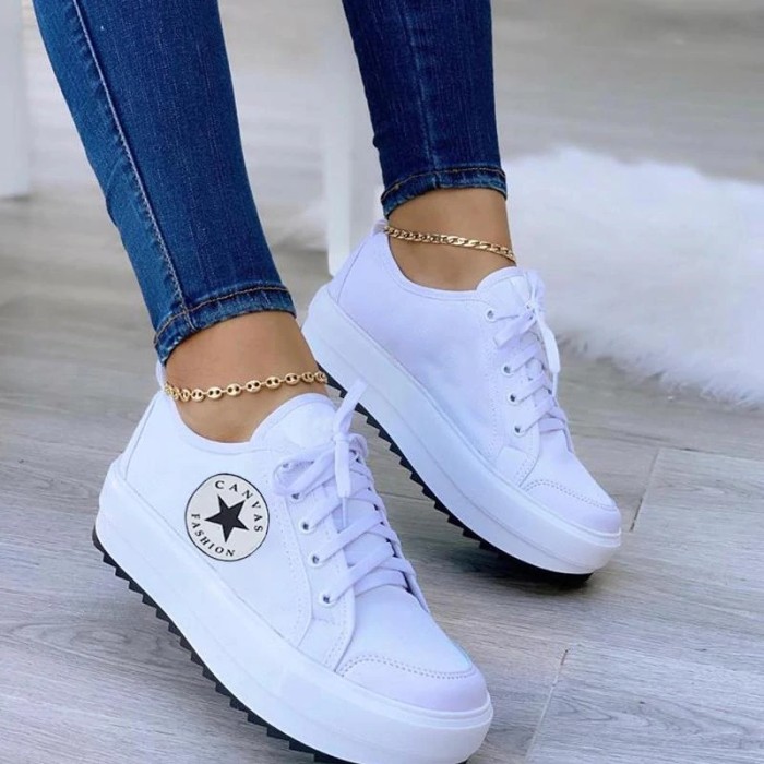 Women's Fashion Canvas Lace-up Sneakers