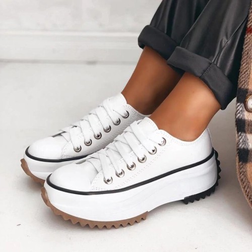 Women's Fashion Casual Lace-up Platform Heel Sneakers