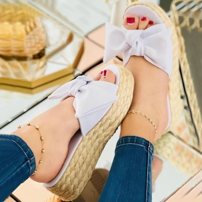 Women's Fashion Casual Bow Platform Slippers