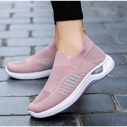 Women Slip-on Knitted Vulcanized Flat Heel Breathable Casual Walking Shoes
