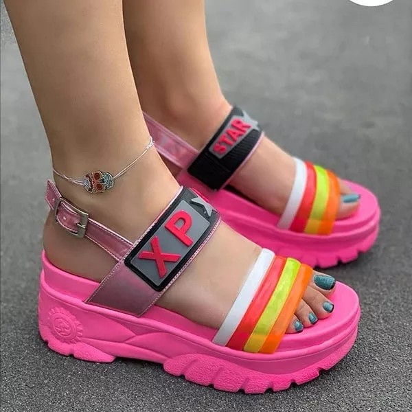 US$ 39.99 - Cute Adjustable Buckle Multicolor Band Sandals - www ...