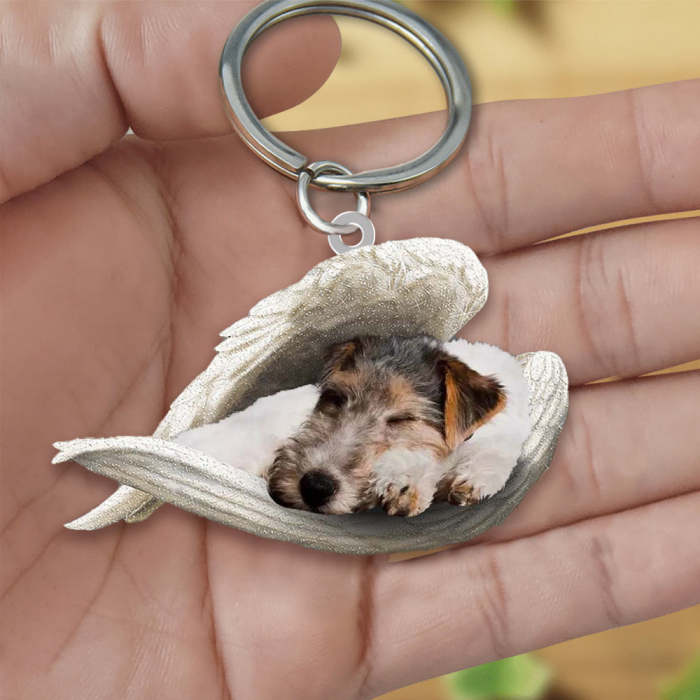 fox terrier Sleeping Angel Acrylic Keychain | Shop Now