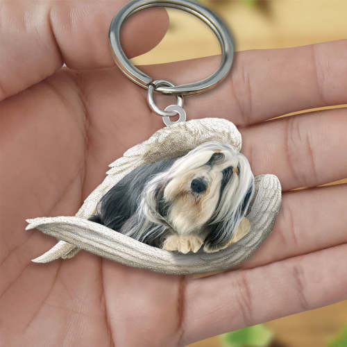 Bearded Collie Sleeping Angel Acrylic Keychain | Shop Now