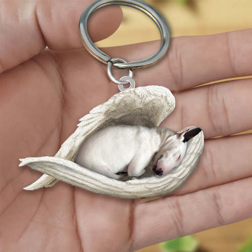 Bull terrier Sleeping Angel Acrylic Keychain | Shop Now