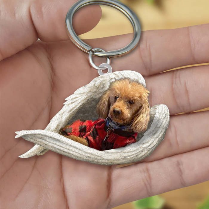 Red poodle Sleeping Angel Acrylic Keychain | Shop Now
