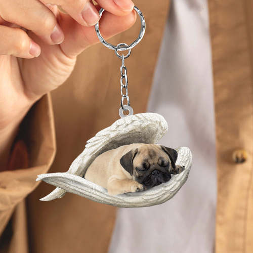 Pug Sleeping Angel Acrylic Keychain | Shop Now