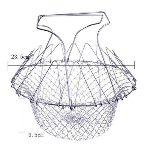Foldable Steam Rinse Strain Fry French Chef Basket Magic Basket Mesh Basket Strainer Net