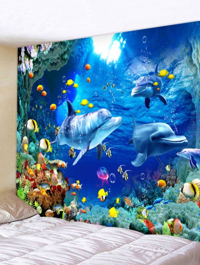 Underwater World Dolphin Pattern Tapestry Art Decoration