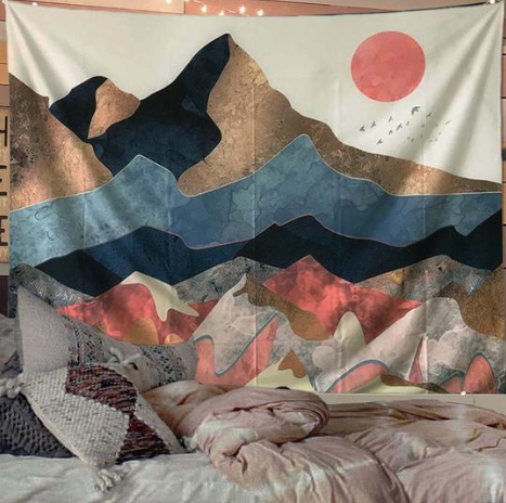 Abstract Peak Sun Wall Tapestry