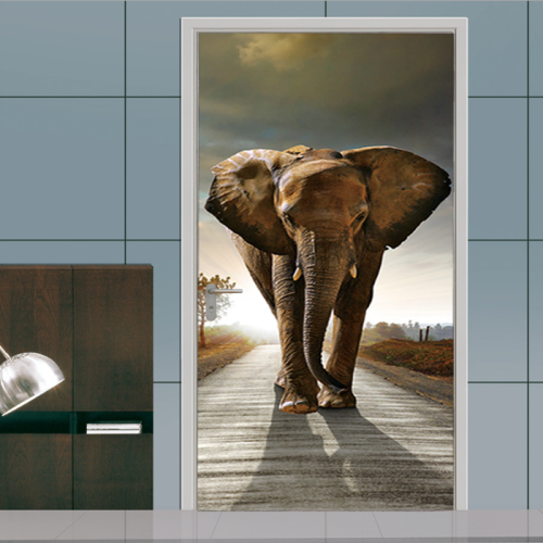 3D Stereo Door Sticker Castle Elephant