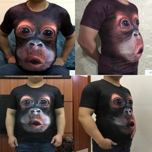 3D Print O-Neck Funny Gorilla T-shirt - anti-wrinkle, breathable, comfort