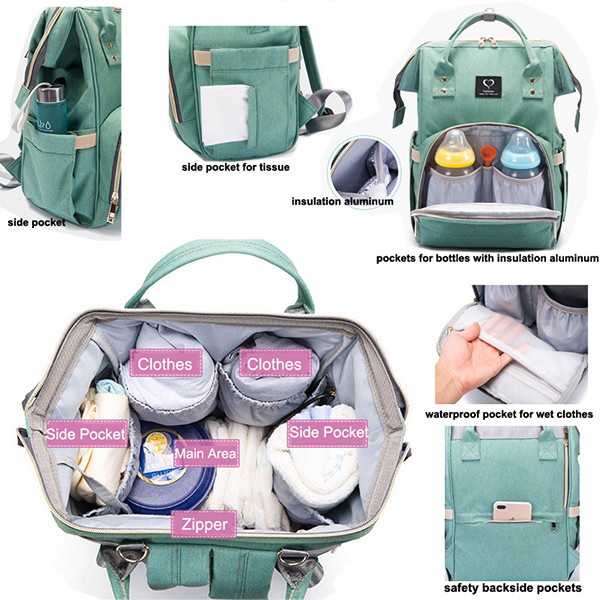 Diaper Backpack With Changing Bed