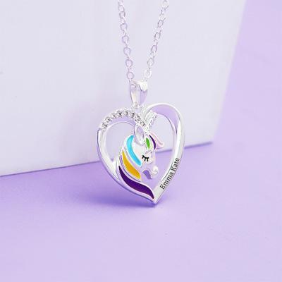 2021 Unicorn Necklace Color Peach Heart Necklace(Personalized)