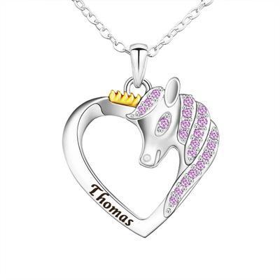 2021 Unicorn Necklace Color Peach Heart Necklace(Personalized)