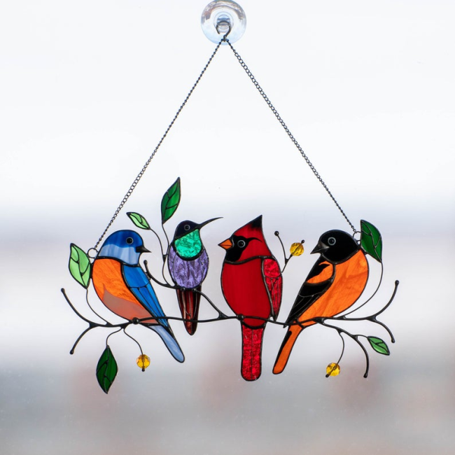Mothers Day Gift🎁Birds Stained Glass Window Hangings