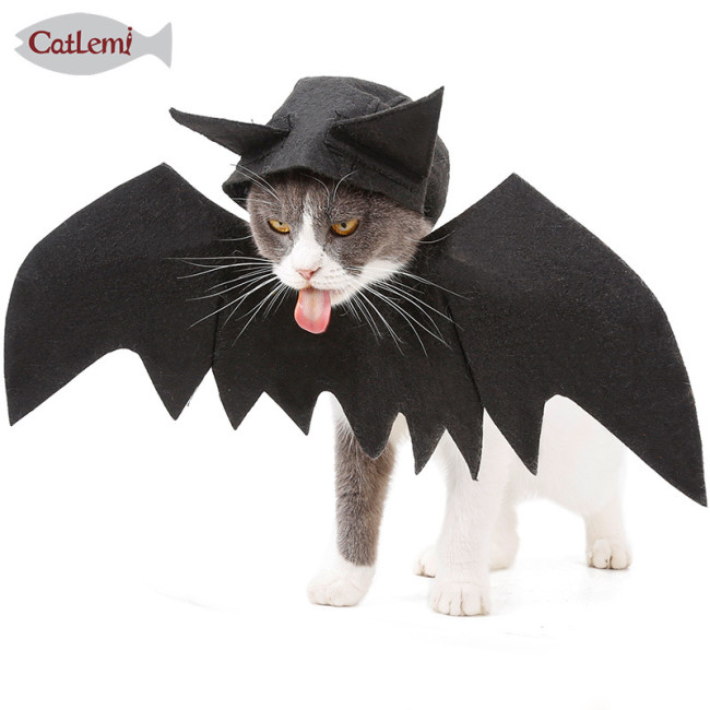 Halloween Pet Bat Wings Black Cool Puppy Cat Cat Bat With Hood Lightweight Transformation Dress