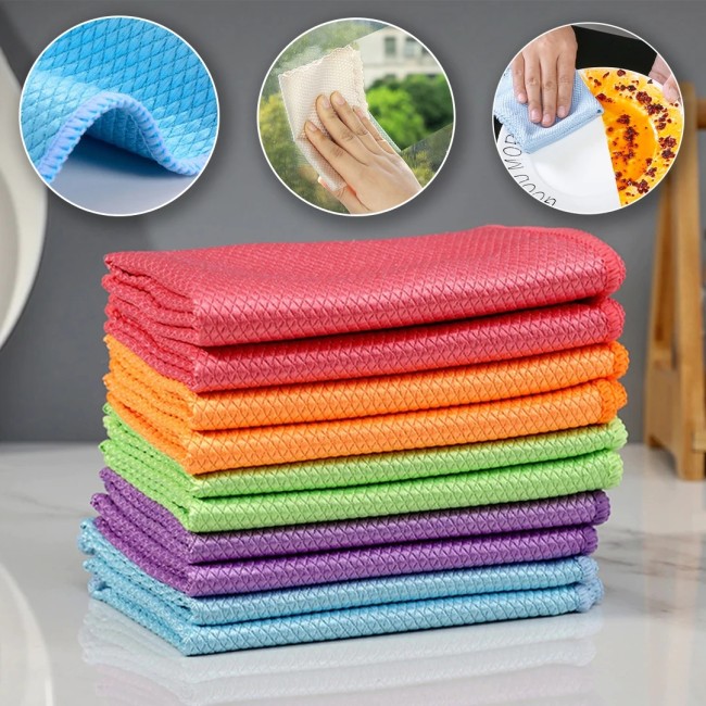 Non-marking cleaning glass cloth fish scale grid wipes