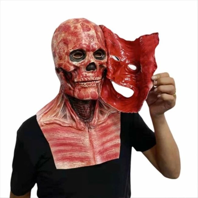 Bloody Horror Skull Latex Mask - Double-layer Ripped Mask / Scary cosplay