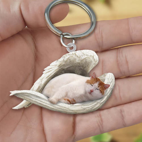 Turkish Van Cat Sleeping Angel Acrylic Keychain