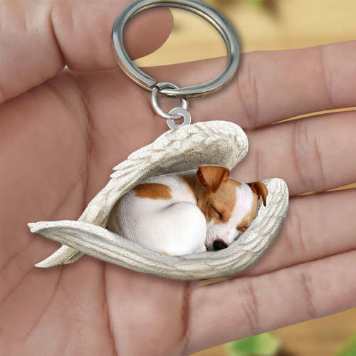 Jack Russell Terrier Sleeping Angel Acrylic Keychain