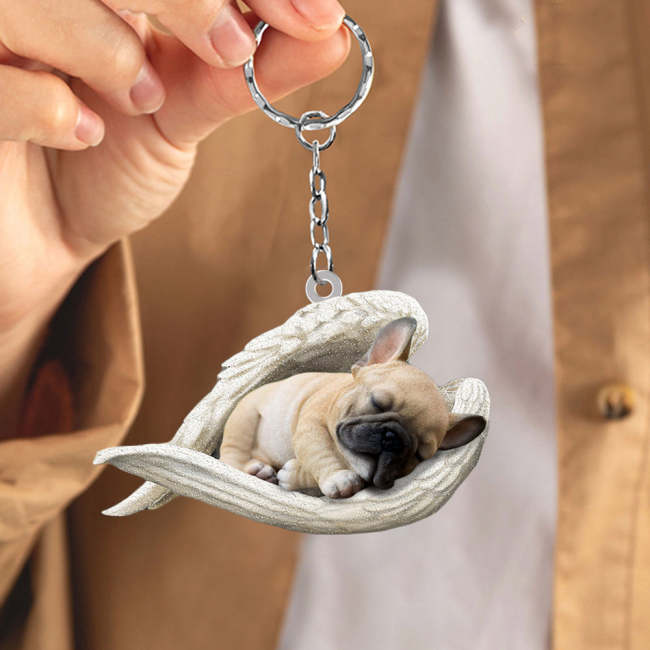 French bulldog Sleeping Angel Acrylic Keychain