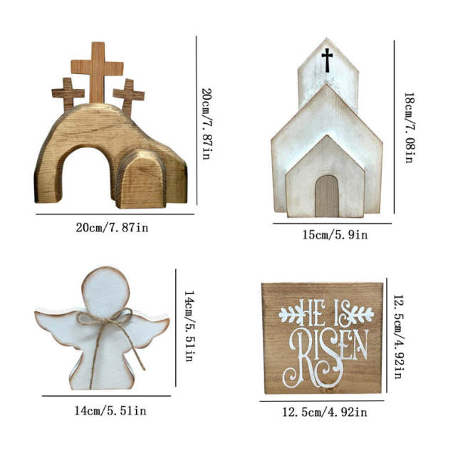 Wooden Easter Jesus Sign Tiered Tray Decors
