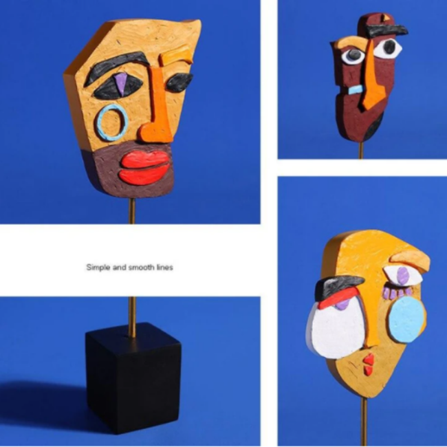 Resin Statue Creative Abstract Face Mask Ornaments Living Room Cafe Desktop Resin Crafts Home Decoration Small Ornaments
