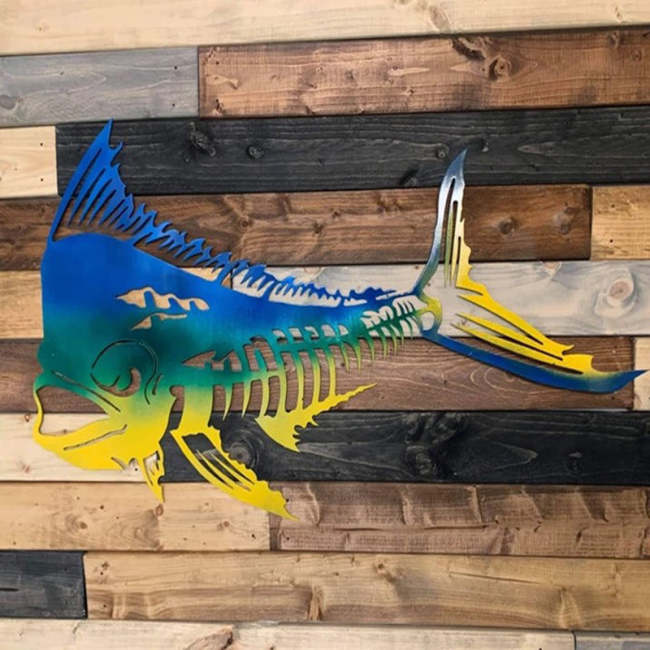 Ocean Theme Metal Fish Art Hanging Decor