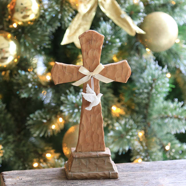 Christmas Cross Ornament with Dove