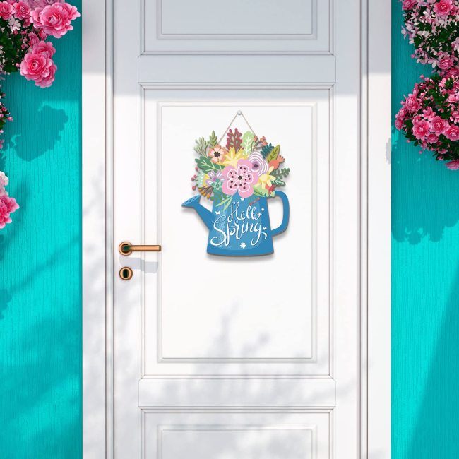 Watering Can and Flowers Door Sign