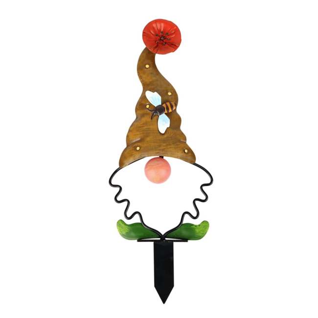 Garden Gnome Stake Metal Yard Decor