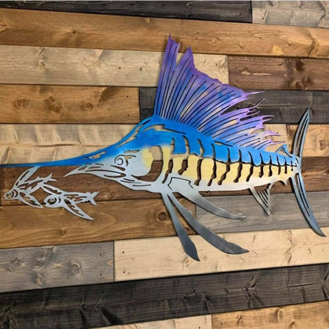 Ocean Theme Metal Fish Art Hanging Decor
