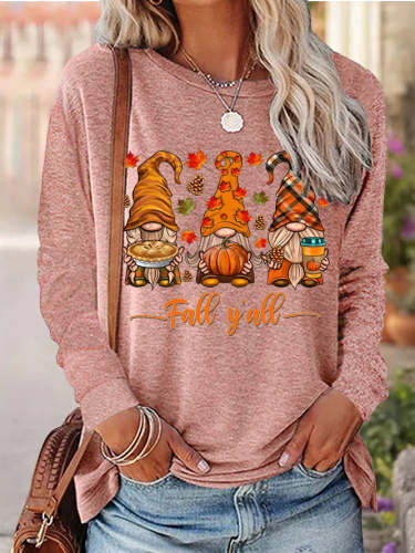 It's Fall Y'all Gnomes Print Sweatshirt