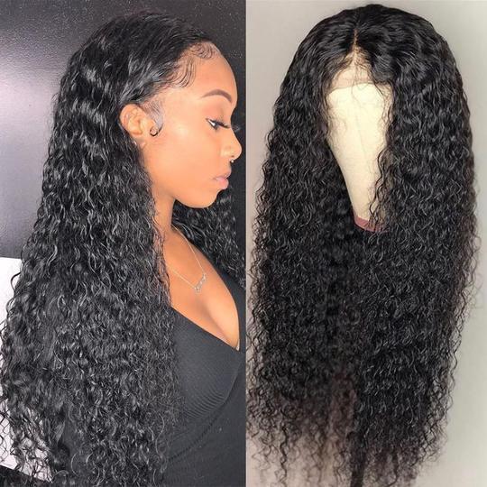 Brazilian Natural Black Water Wave Long Curly Wig