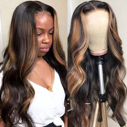 Hightlight Brown Mixed Gold Body Wave Wig