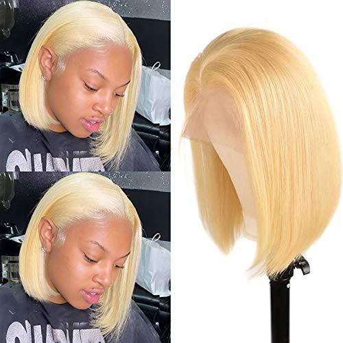 Blonde Centre Parting Short Bob Hair Staight Wigs