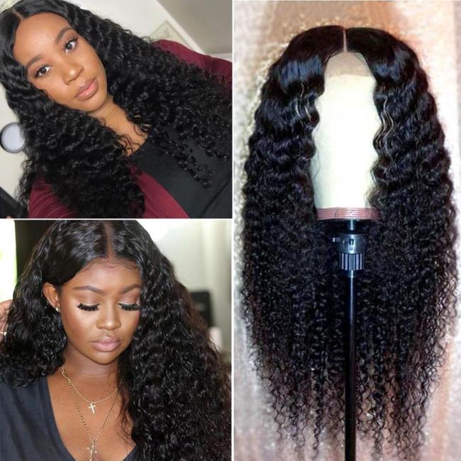 Brazilian Natural Black Water Wave Long Curly Wig
