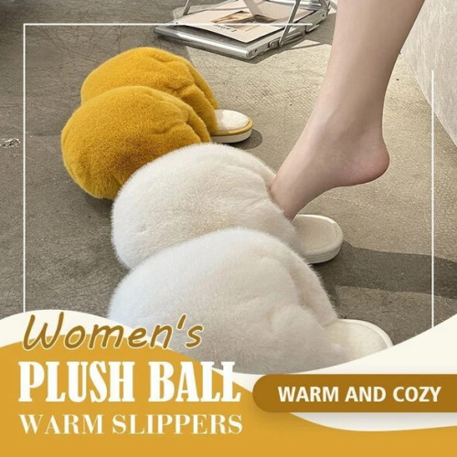 Women's Plush Ball Warm Slippers