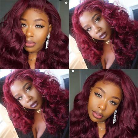 Burgundy Color Body Wave Wigs For Black Women