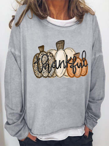 Thankful Fall Pumpkin Leopard Print Sweatshirts