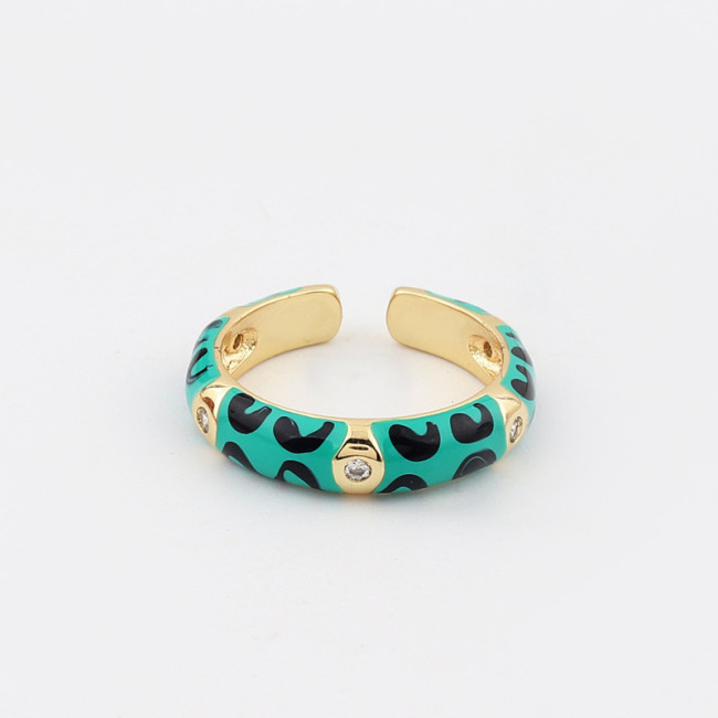 Fashion Leopard Print Copper Plated 18K Gold Ring