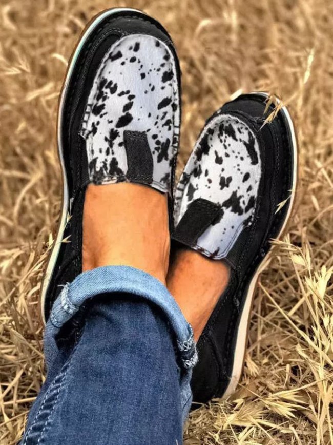 Cow Pattern Print Casual Shoes