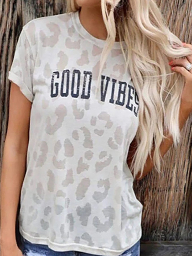 Casual Leopard GOOD VIBES T-Shirt