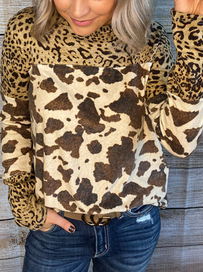Leopard-Paneled Cow Print T-Shirt